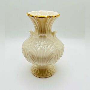 Vintage Lenox Ivory Vase: 24K Gold Trim, Leaf Design